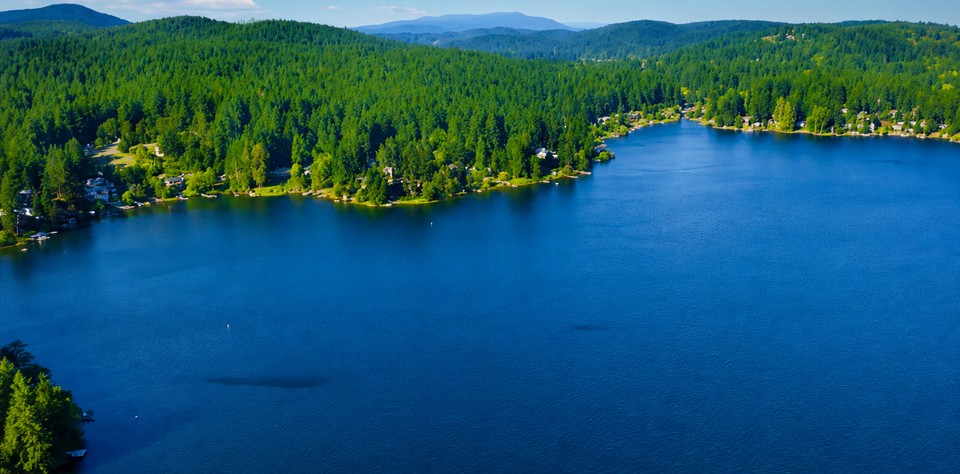 Aerial view of Prospect Lake and surrounding shoreline